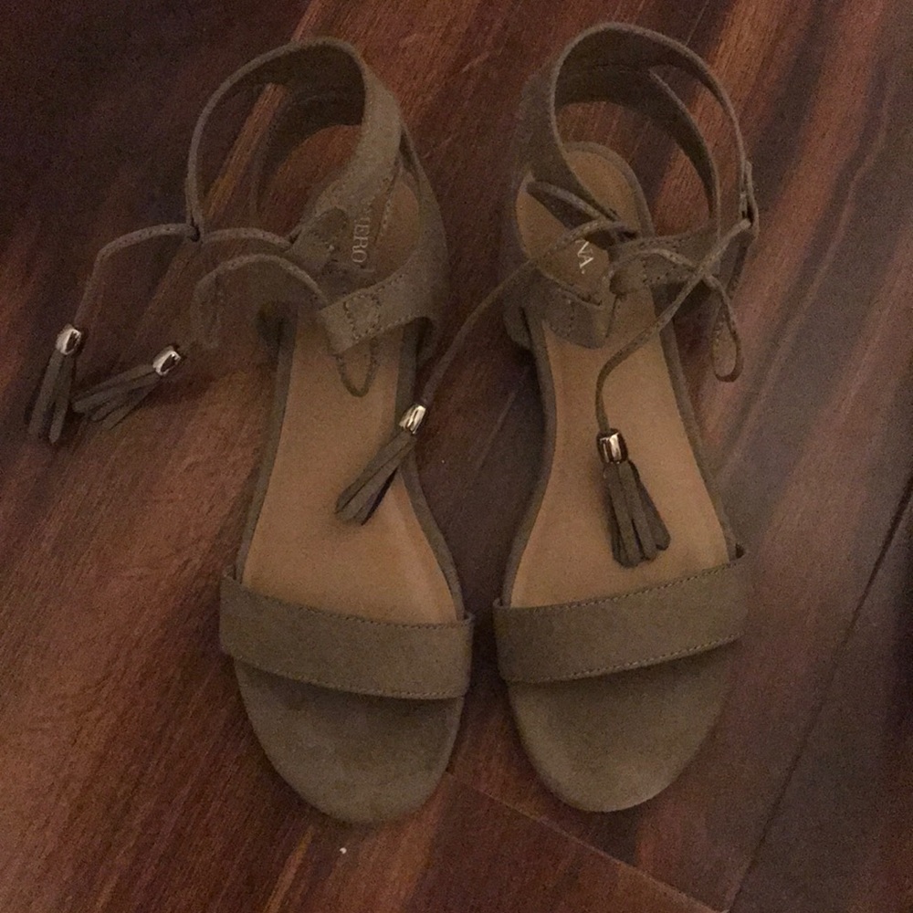 Tan tie up sandals